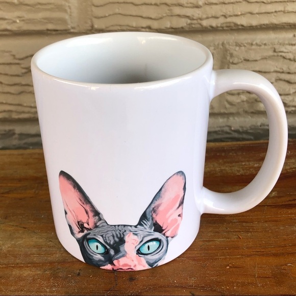Sphynx Hairless Kitten On White Ceramic Coffee Mug - Picture 1 of 7